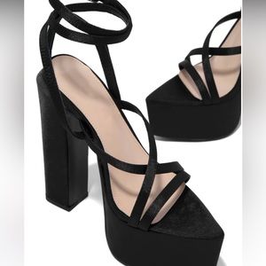 Black high heel platform shoes